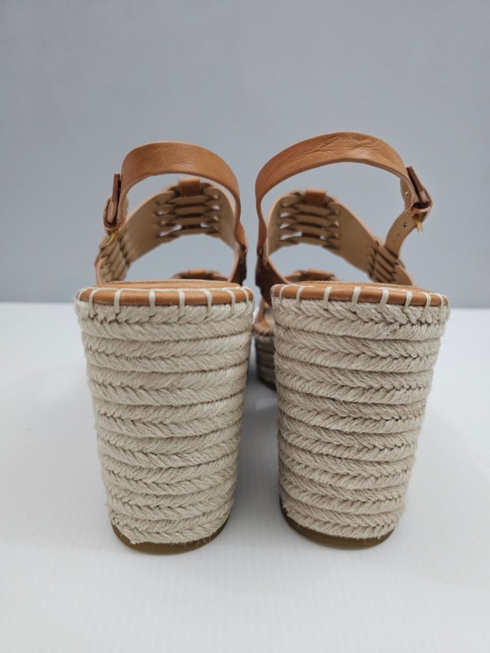 Veronica Beard Riya Wedge Espadrille Sandal Womens 10 Tan Leather Platform NEW - Picture 11 of 15